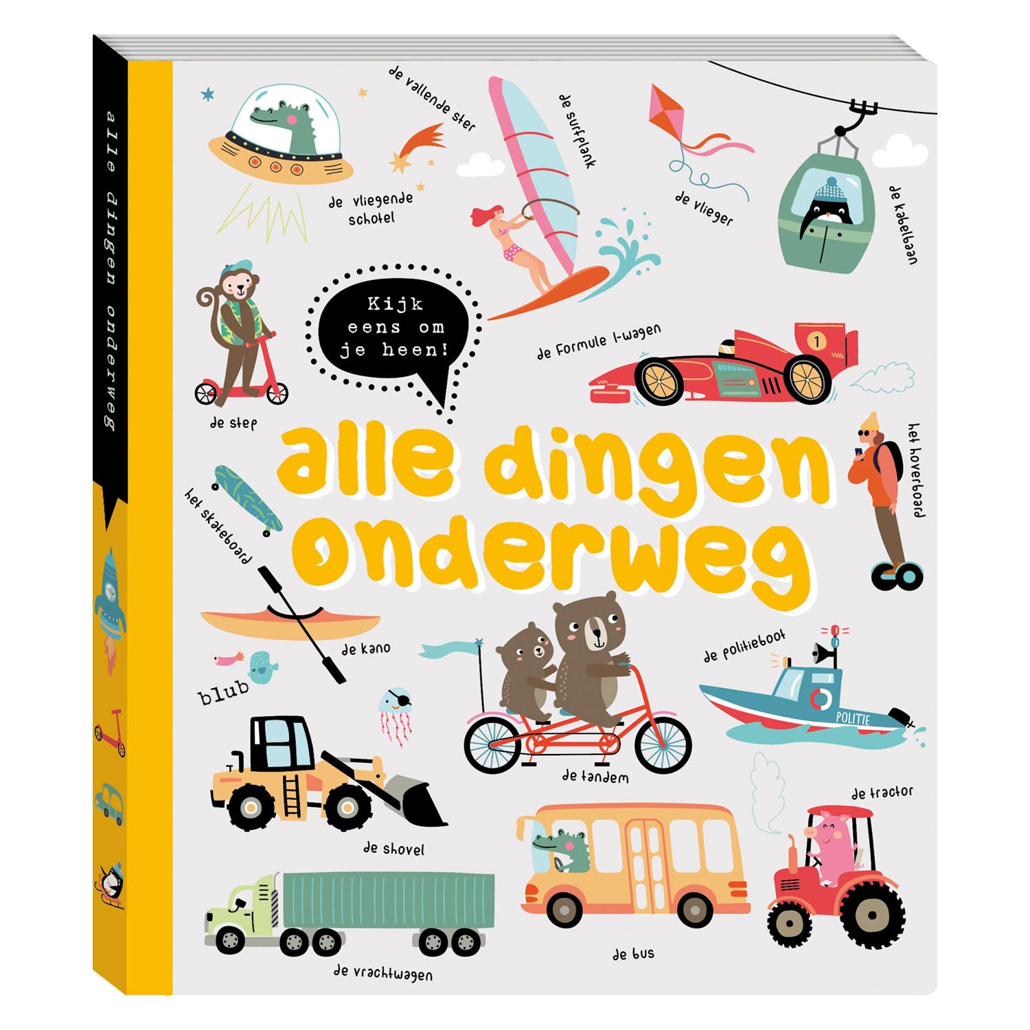 Kartonboek kijk eens om je heen - alle dingen onderweg