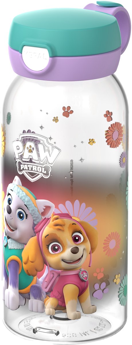 Mepal drinkfles met flipdop campus - 600 ml - waterfles kinderen - lekdicht - hygiënische deksel - paw patrol girls