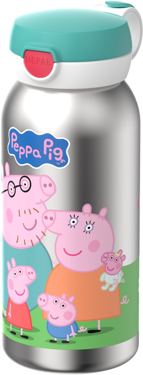 Mepal isoleerfles met flipdop campus - 500 ml - waterfles rvs - lekdicht - hygiënische deksel - peppa pig
