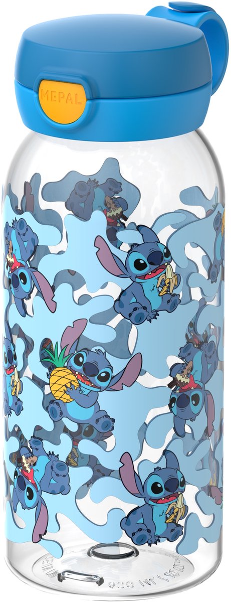 Mepal drinkfles met flipdop campus - 600 ml - waterfles kinderen - lekdicht - hygiënische deksel - stitch