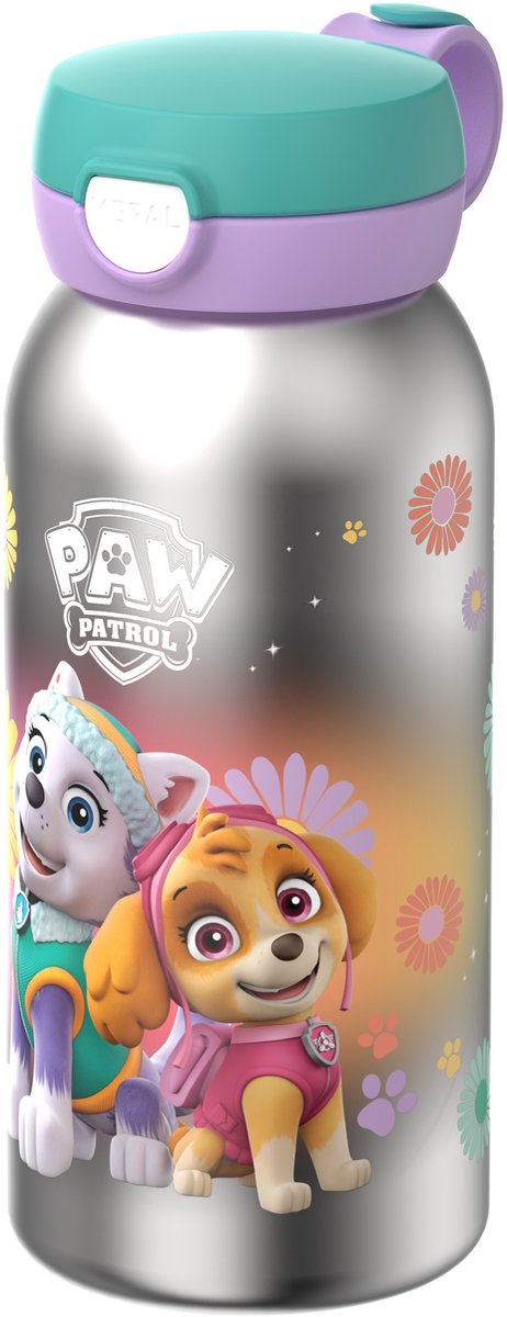Mepal isoleerfles met flipdop campus - 500 ml - waterfles rvs - lekdicht - hygiënische deksel - paw patrol girls