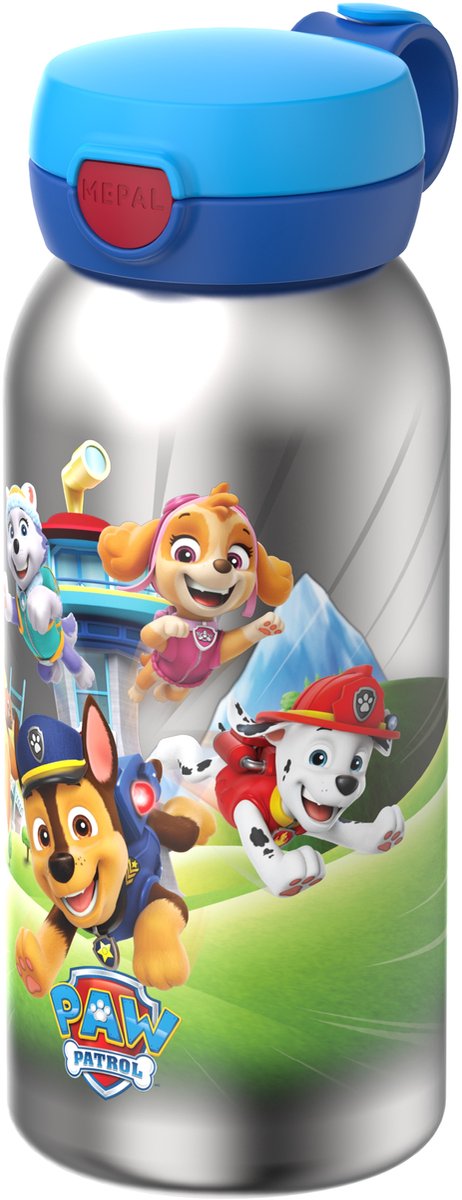 Mepal isoleerfles met flipdop campus - 500 ml - waterfles rvs - lekdicht - hygiënische deksel - paw patrol pups