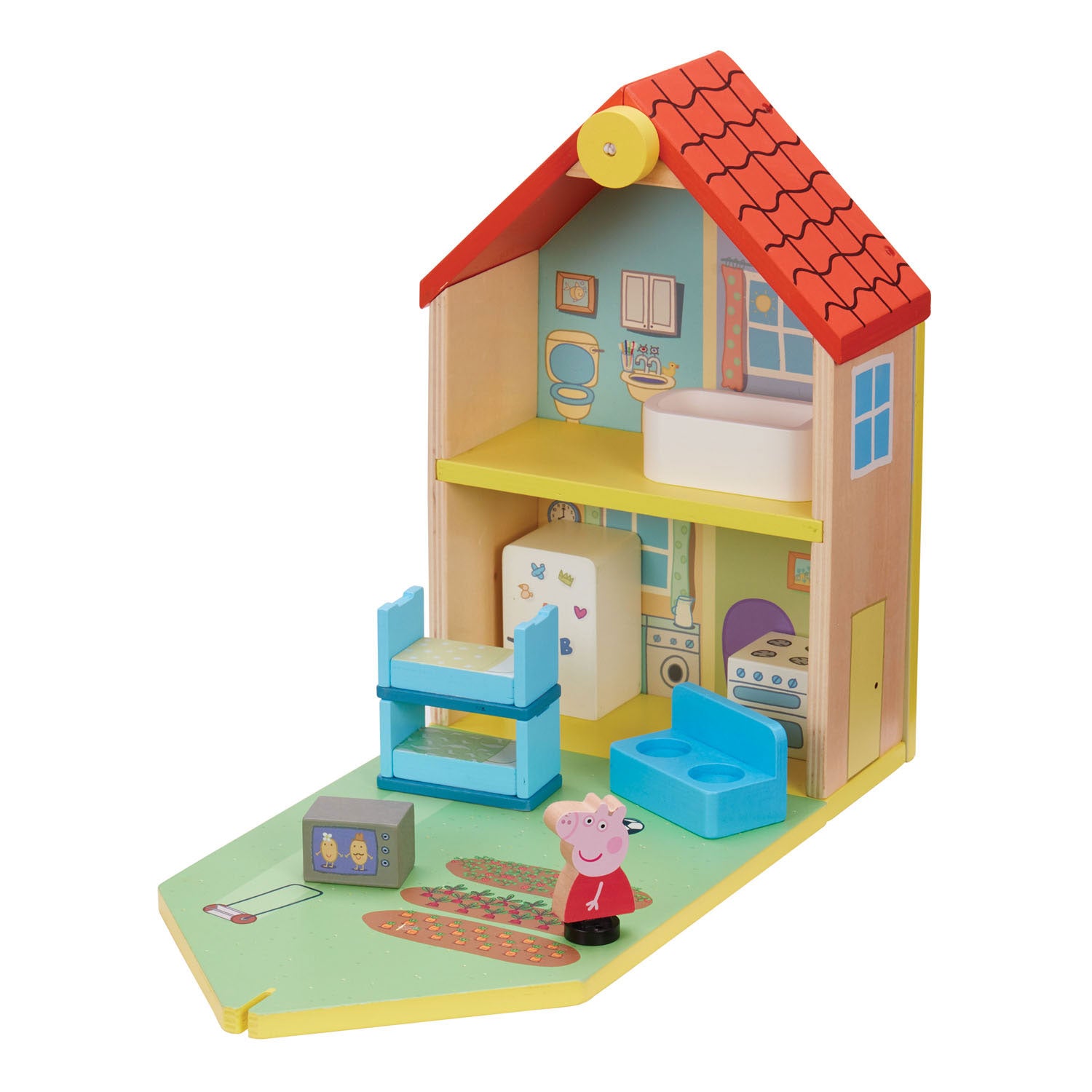 Boti houten poppenhuis peppa pig met accessoires