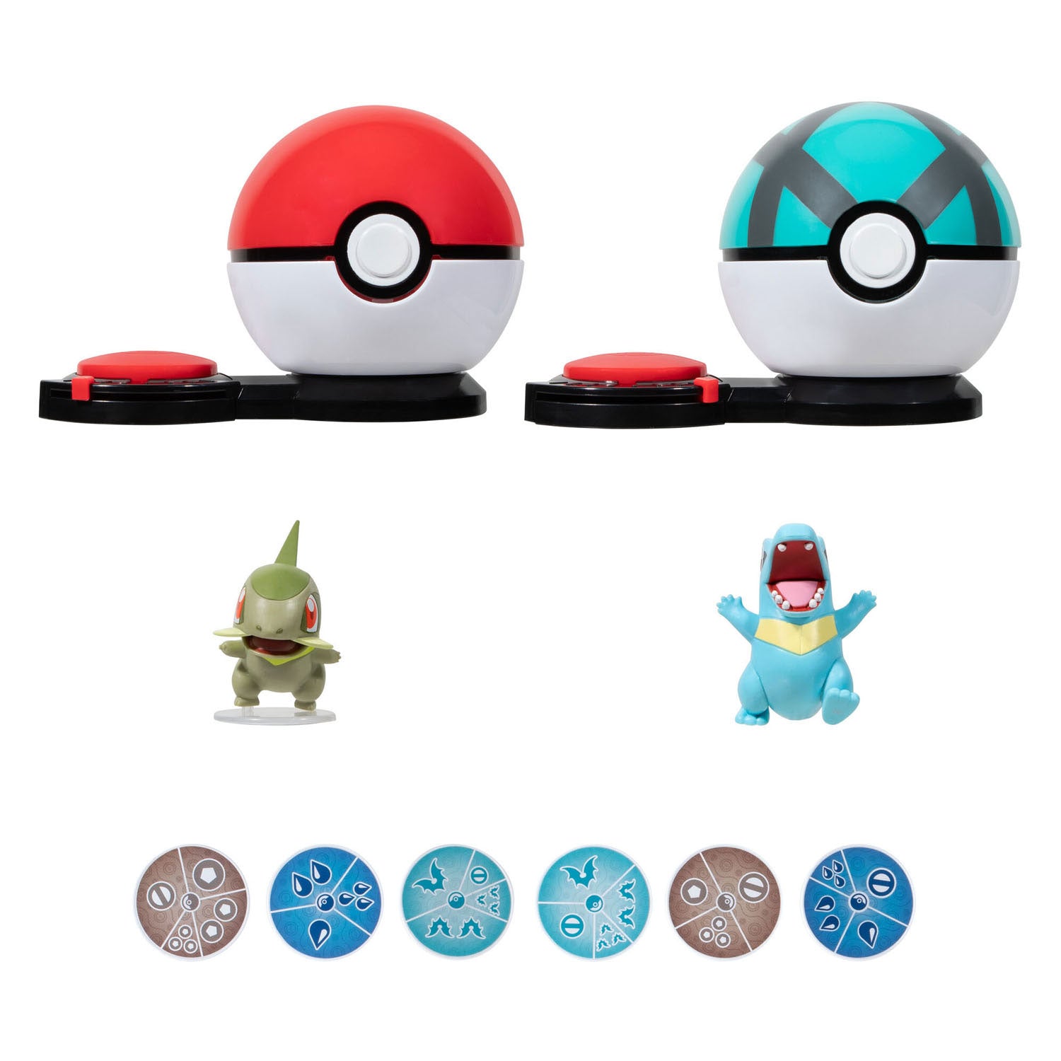 Boti Pokémon Surprise Attack Game Speelset - Axew Poke Ball vs Totodile Net Ball