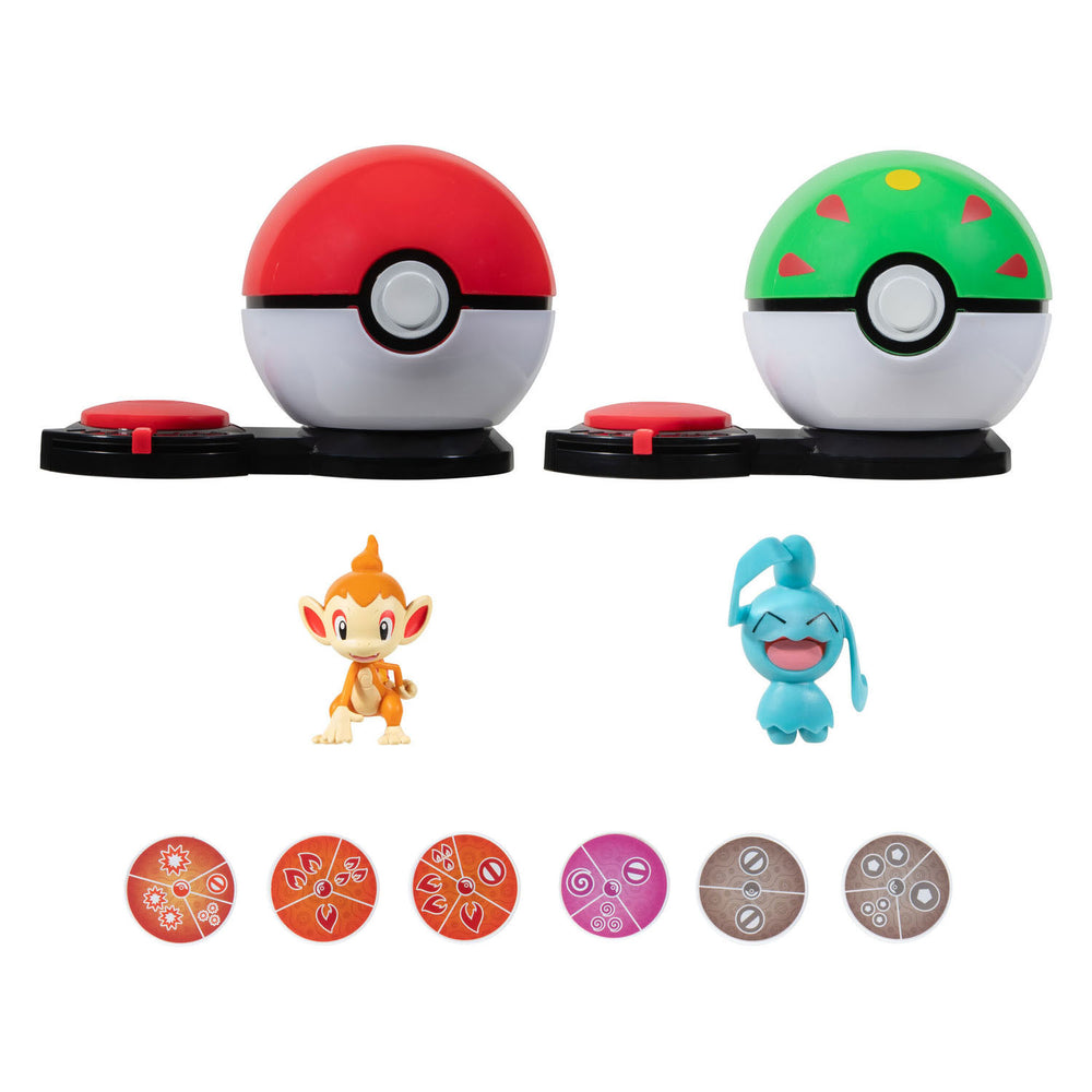 Boti Pokémon verrassingsaanval spel speelset - Chimchar Poke Ball vs Wynaut vriend bal
