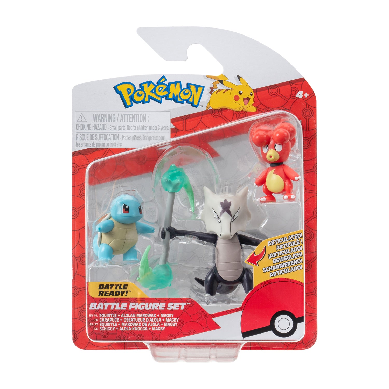 Boti pokémon batte figuurset - magby, alolan, marow, 3st.
