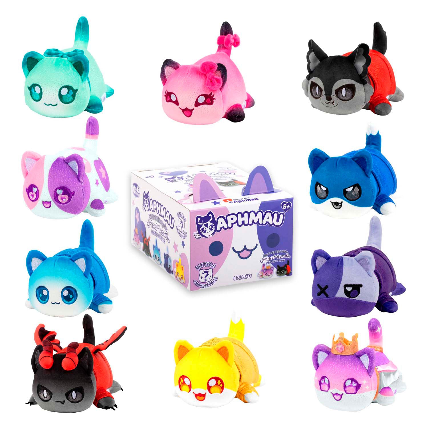 Boti aphmau friends 6 verrassing meemeows knuffel pluche, 15cm