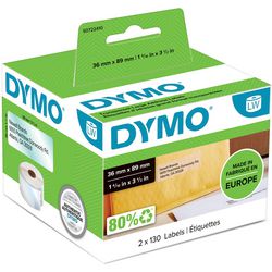 Dymo originele grote labelwriter adreslabels | 36 mm x 89 mm | 2 rollen met elk 130 labels (260 zelfklevende etiketten) | geschikt voor de labelwriter labelprinters | gemaakt in europa