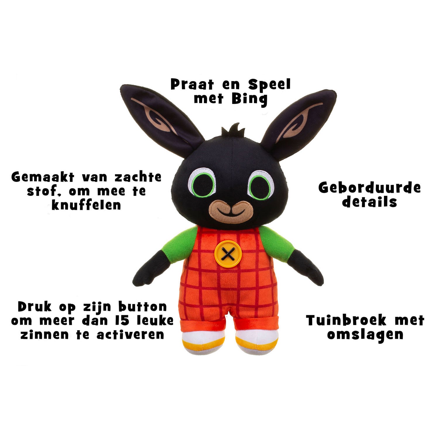 Spectron pratende bing knuffel, 30cm