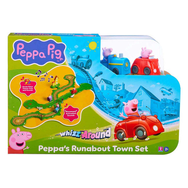 Gear2play peppa pig whizz around - peppa's rondweg door de stad speelset - modulaire rijbaan voor whizz around voertuigen - interactief met muziek en geluid