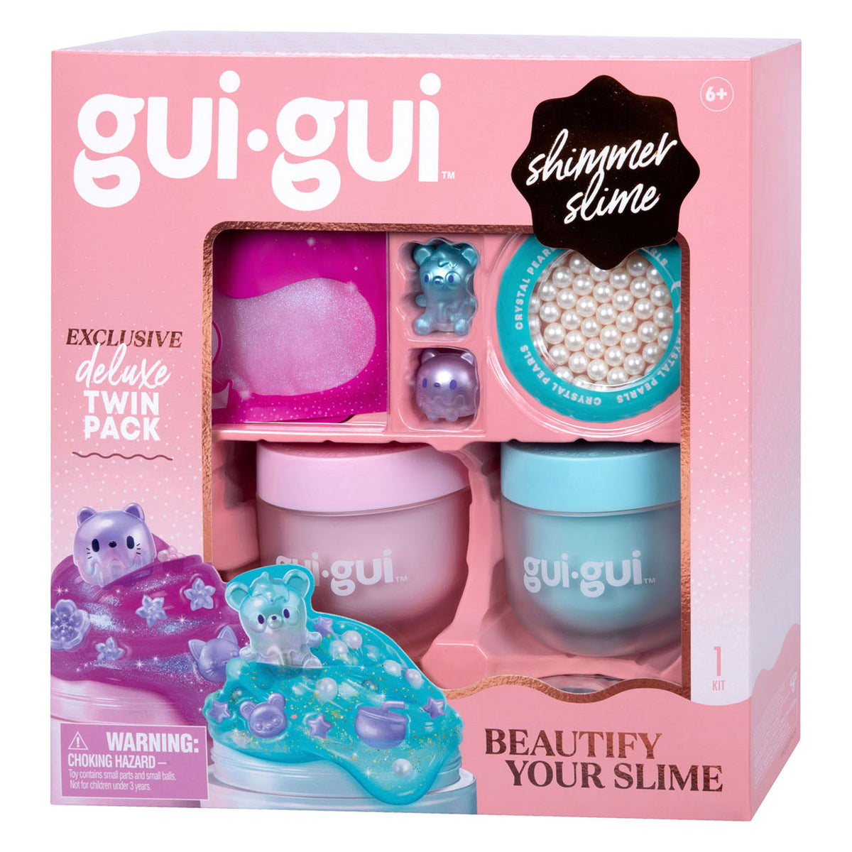 Moose gui gui slijm - shimmer deluxe duo pack - maak je eigen sprankelende, geurende slime