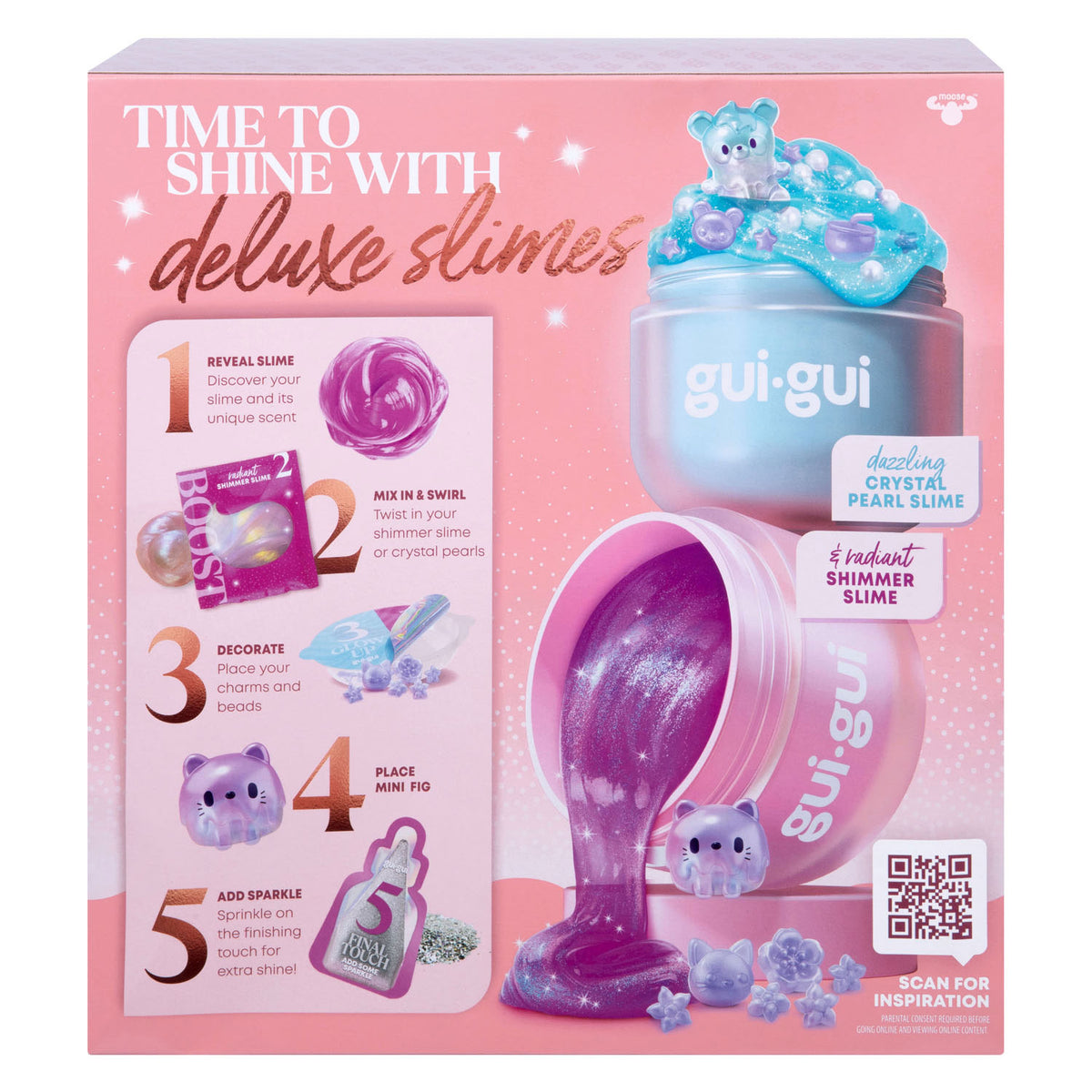 Moose gui gui slijm - shimmer deluxe duo pack - maak je eigen sprankelende, geurende slime