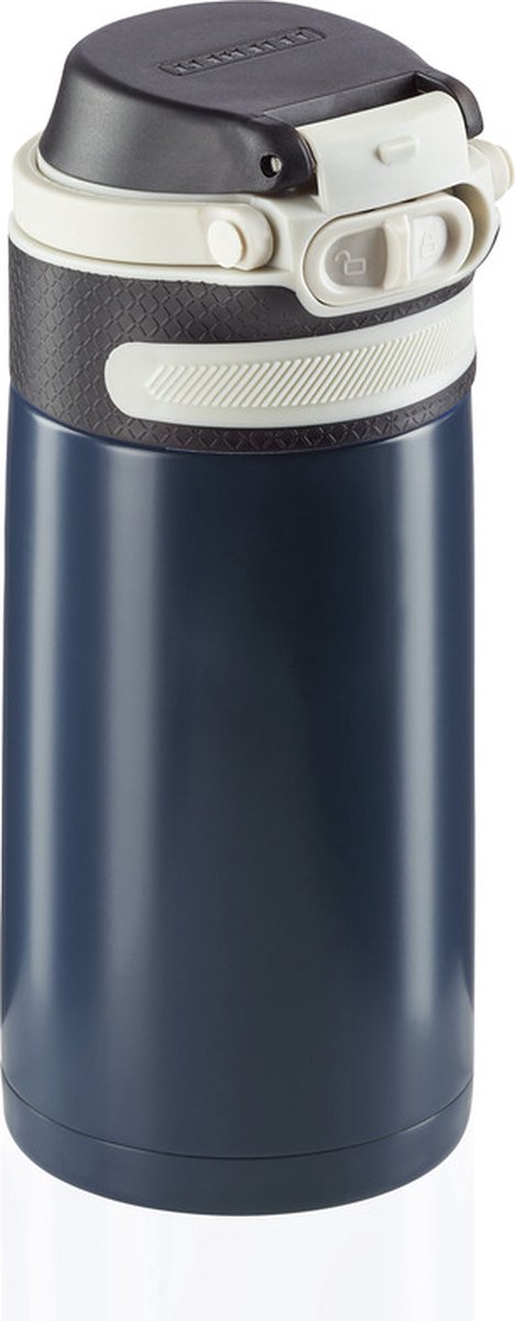 Leifheit thermosbeker flip - 350 ml - rvs - donkerblauw