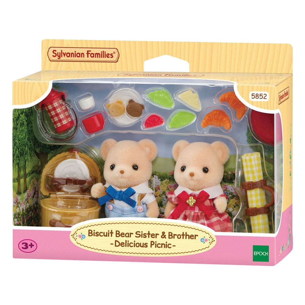 Sylvanian families 5853 biscuit beer zus en broer - picknick set