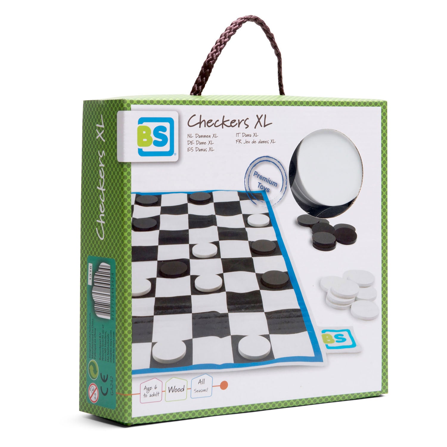 Bs speelgoed dammen xl hout - denkspel