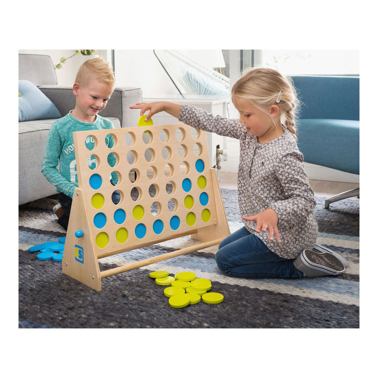 Bs speelgoed mega houten vier bij elkaar spel, 43dlg