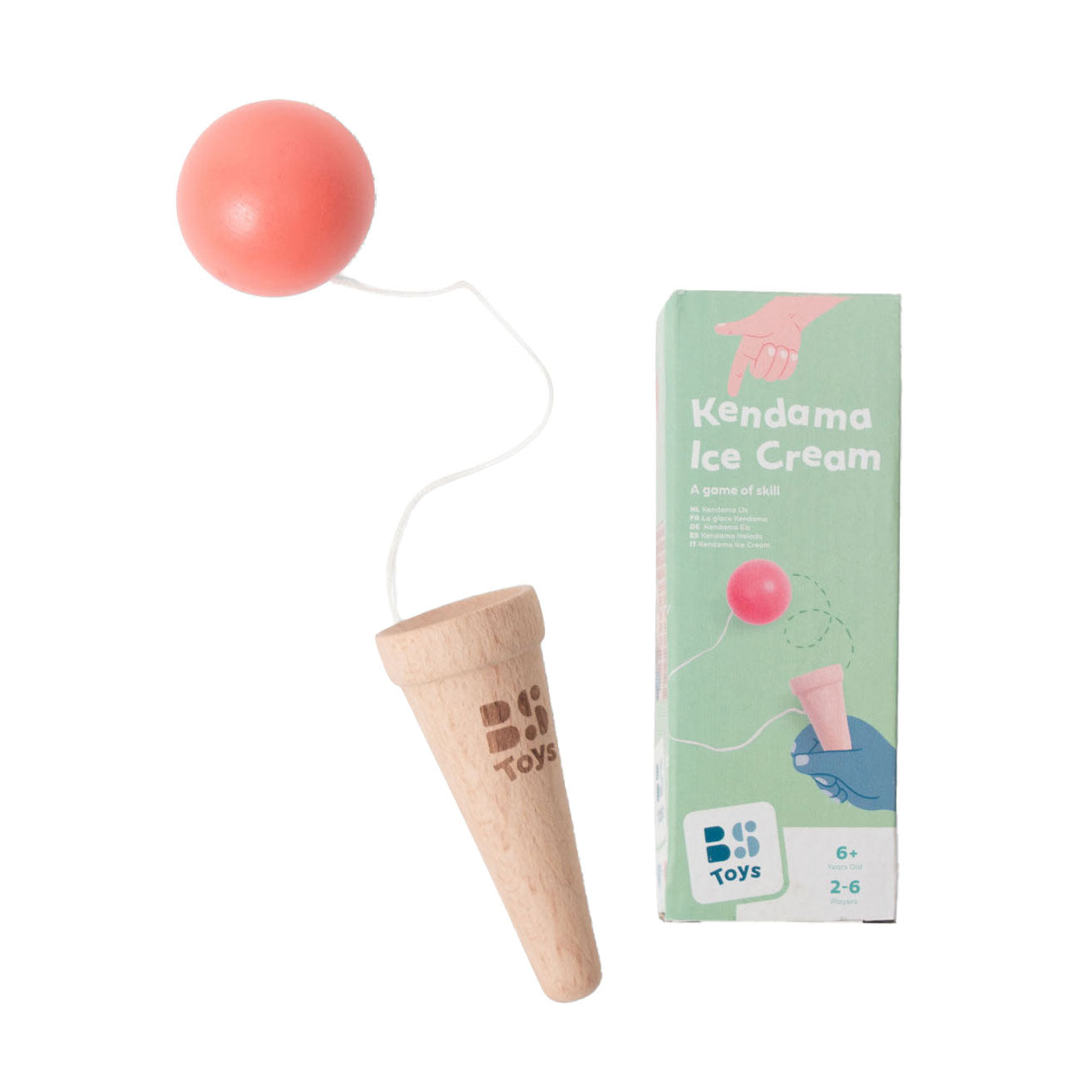 Bs speelgoed houten kendama ijsje vangspel