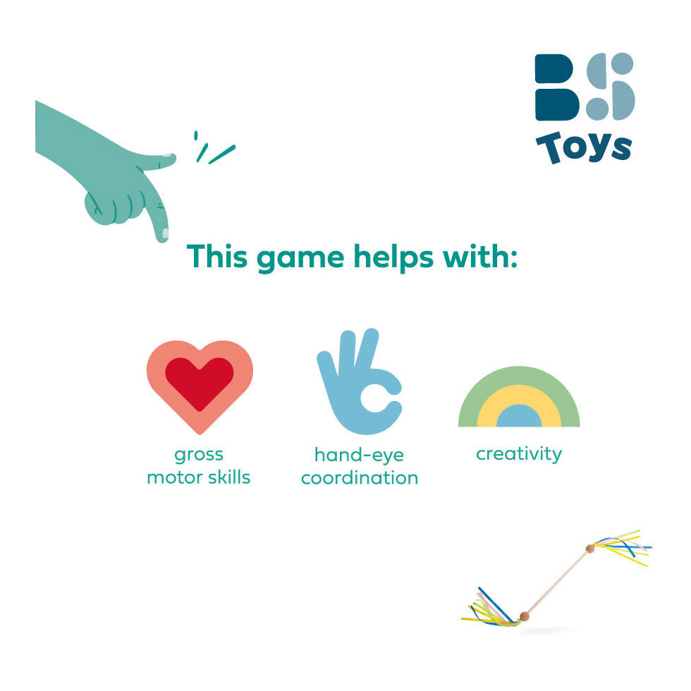 Bs speelgoed houten draaistok met lint