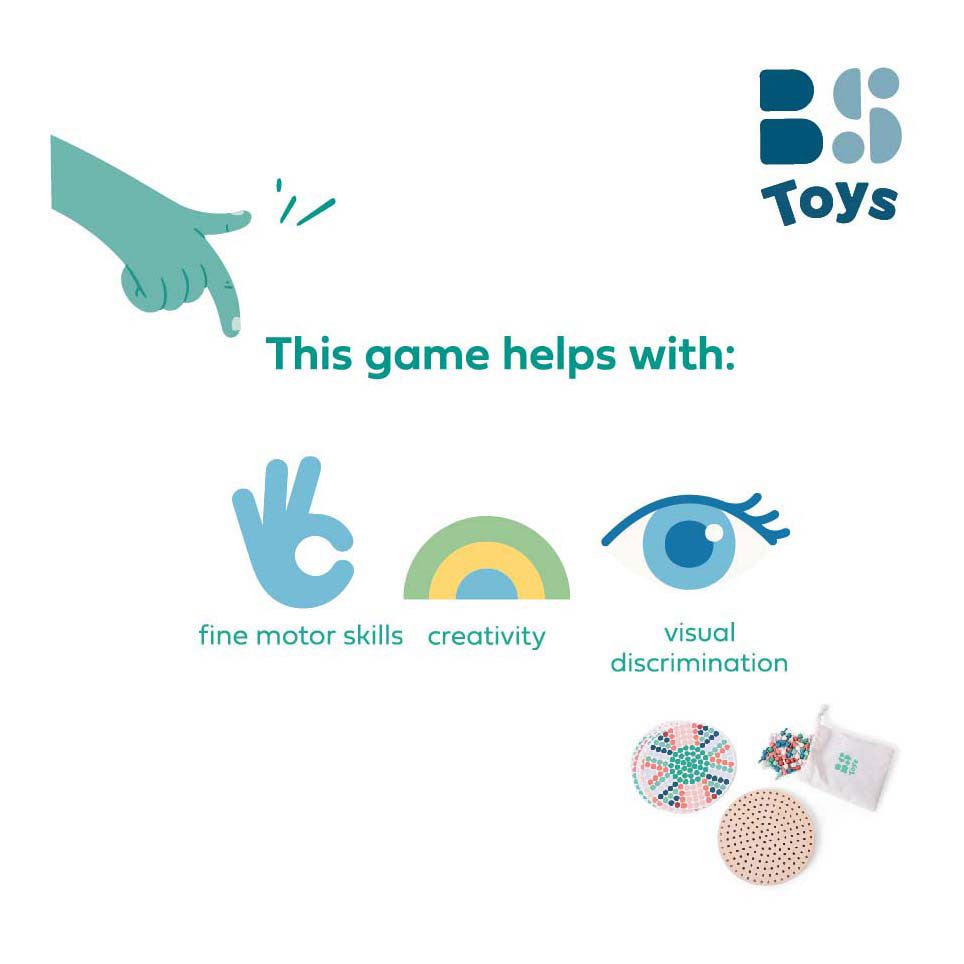 Bs toys insteek mozaïekspel - mozaïek van hout - mozaïekpuzzel - educatief speelgoed - fsc hout - leerspel - geschikt vanaf 4 jaar