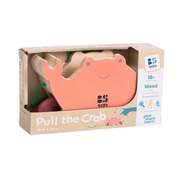 Bs speelgoed houten krab met trekkoord