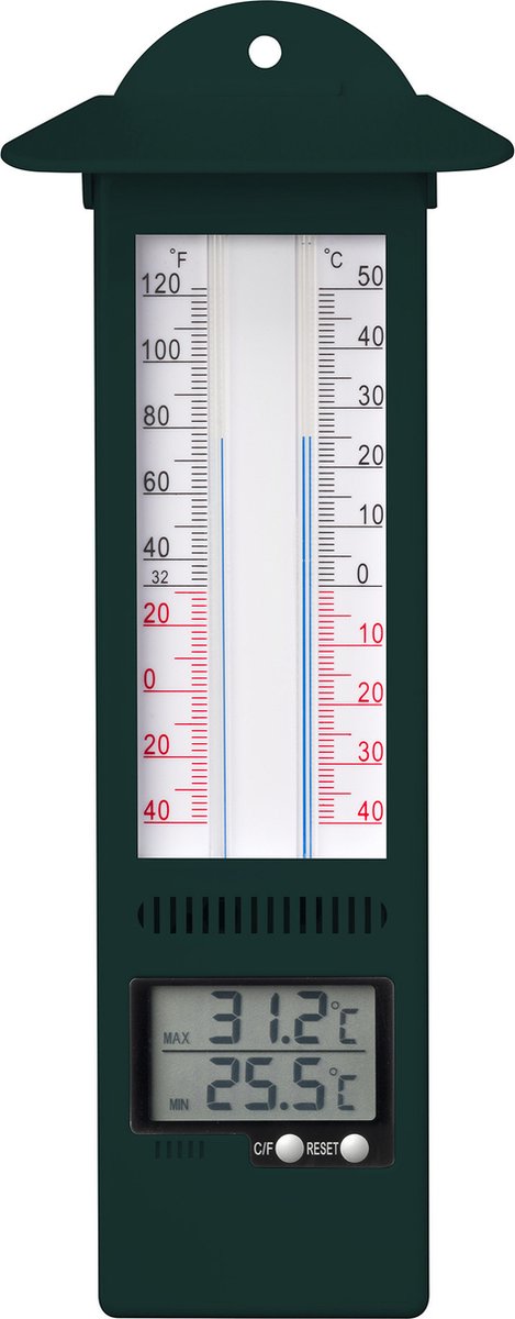 Natuur tuinthermometer min-max digitaal 9,5x2,5x24 cm
