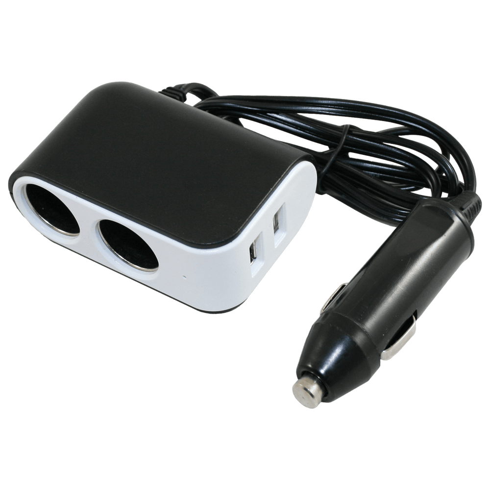 12v standaard adapter naar 2x uni contactdoos en 2x usb-a