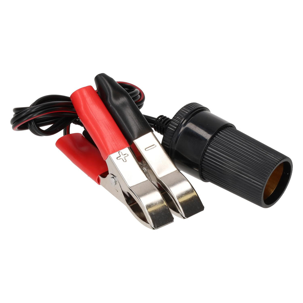 12 volt verloopkabel krokodillenbekjes naar uni contrastekker