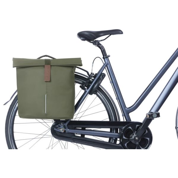 Basil dubbele fietstas city mik 28 - 32 liter - mosgroen