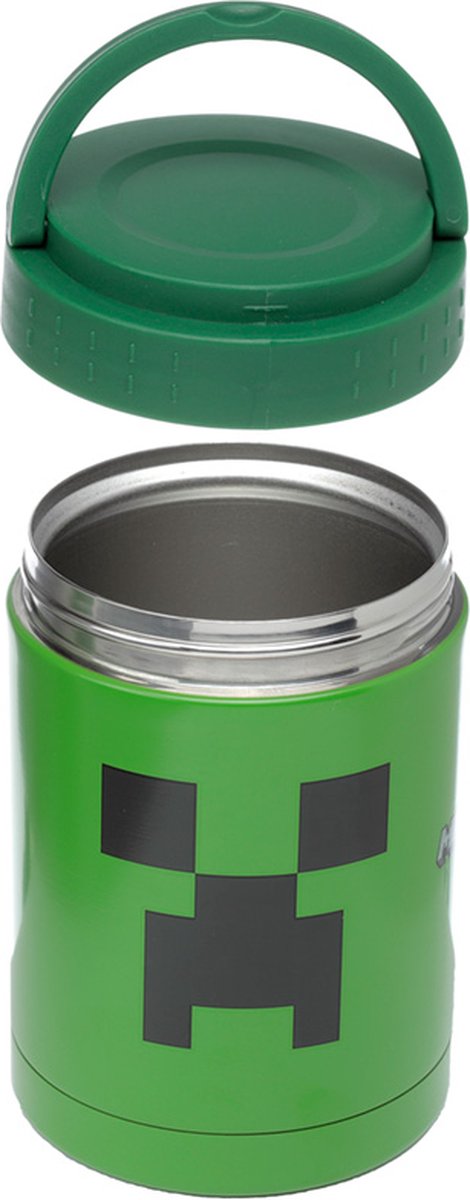Puckator minecraft creeper - duurzame rvs thermos lunch heet koud lunchpot 500 ml