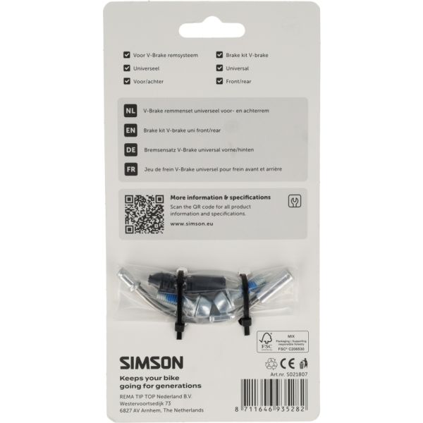 Simson v-brake remmenset geschikt als voor- en achterrem