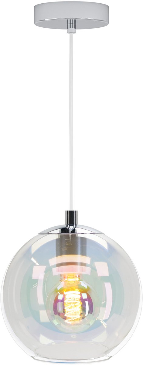 Eglo ariscani 2 hanglamp - e27 - ø 20 cm - chroom gekleurd glas
