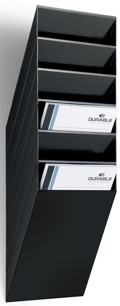 Durable flexiboxx folderhouder. muurbevestiging. 6 compartimenten. a4. zwart