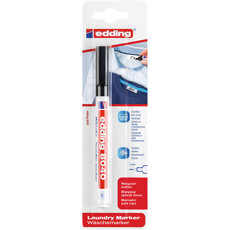 Edding 1024509 - e-8040 1 wasgoedmarker zwart | 5 stuks