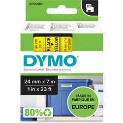 Dymo tapes d1 53718 polyester 24mmx7m zwart op geel glanzend