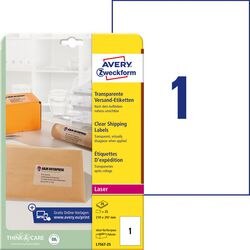 Avery - etiketten - durchsichtig - a4 (210 x 297 mm) - 25 stck. (1 bogen x 25) (l7567-25)