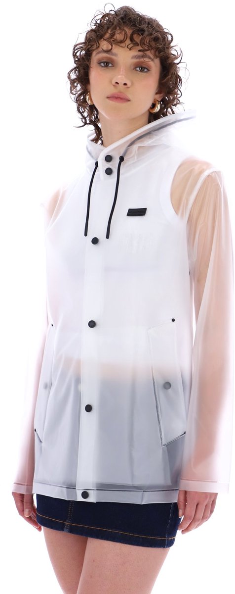 Hunter izzy pu hooded jacket clear matte - maat xl