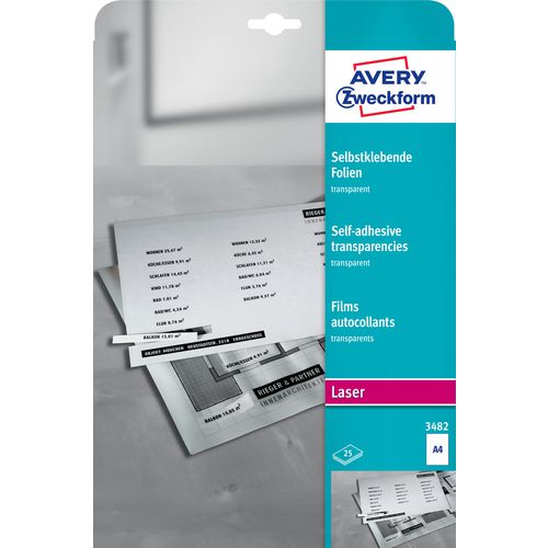 Zelfklevende folie avery zweckform a4 transparent