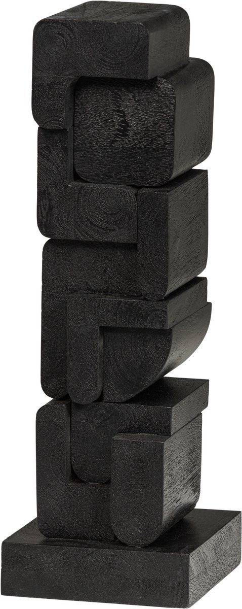Woood isan sculptuur ornament - hout - zwart - 53x18x18