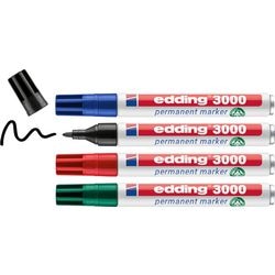 Permanentmarker edding 3000 1,5 - 3 mm ronde punt 4 stuks