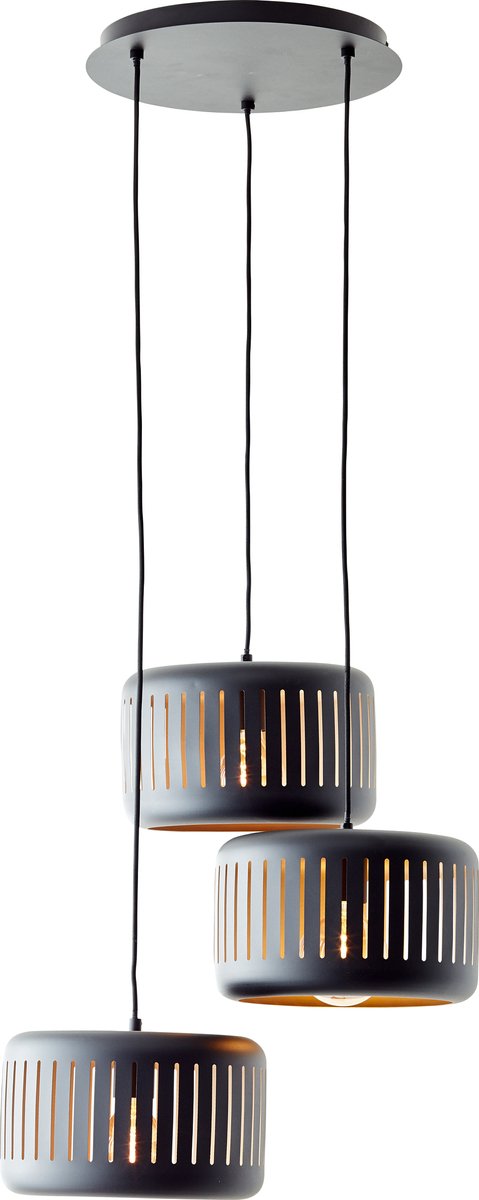 Brilliant tyas - hanglamp - e27 max 3x60w - zwart goud