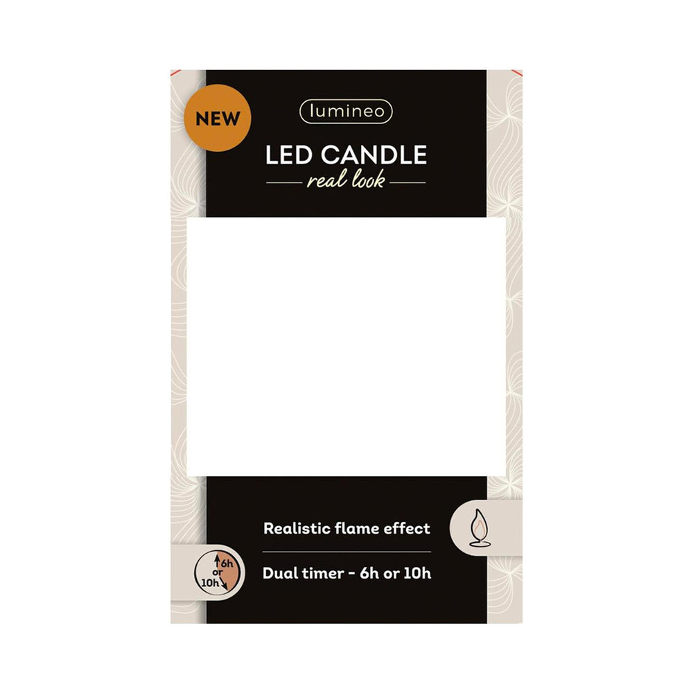 Lumineo realistische led kaars met wax pit en vlam effect ø7.5x9,5cm goud met 6uur timer werkt op batterij