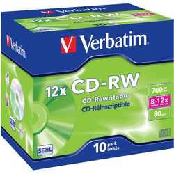 Cd-rw 700mb verbatim 12x 80min. 10 stuk