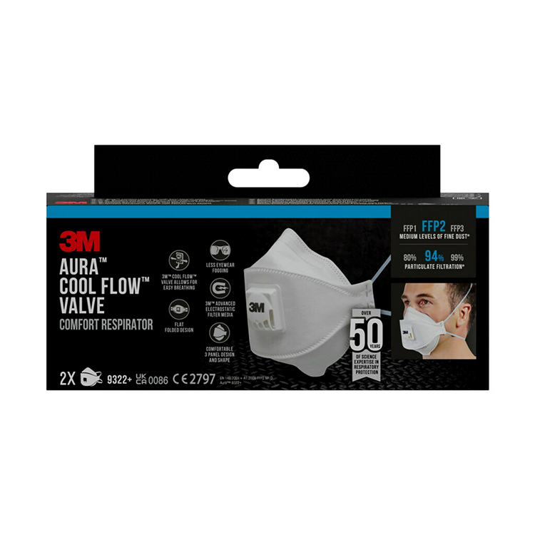 3m 9322c2n ffp2 fijnstofmasker met uitademventiel 2 stuks