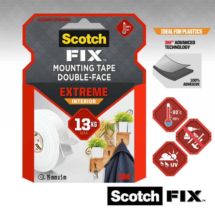 3m 1071424 - scotch-fix extr interior mont.tape 19mmx5m, 1 rol pack | 12 stuks