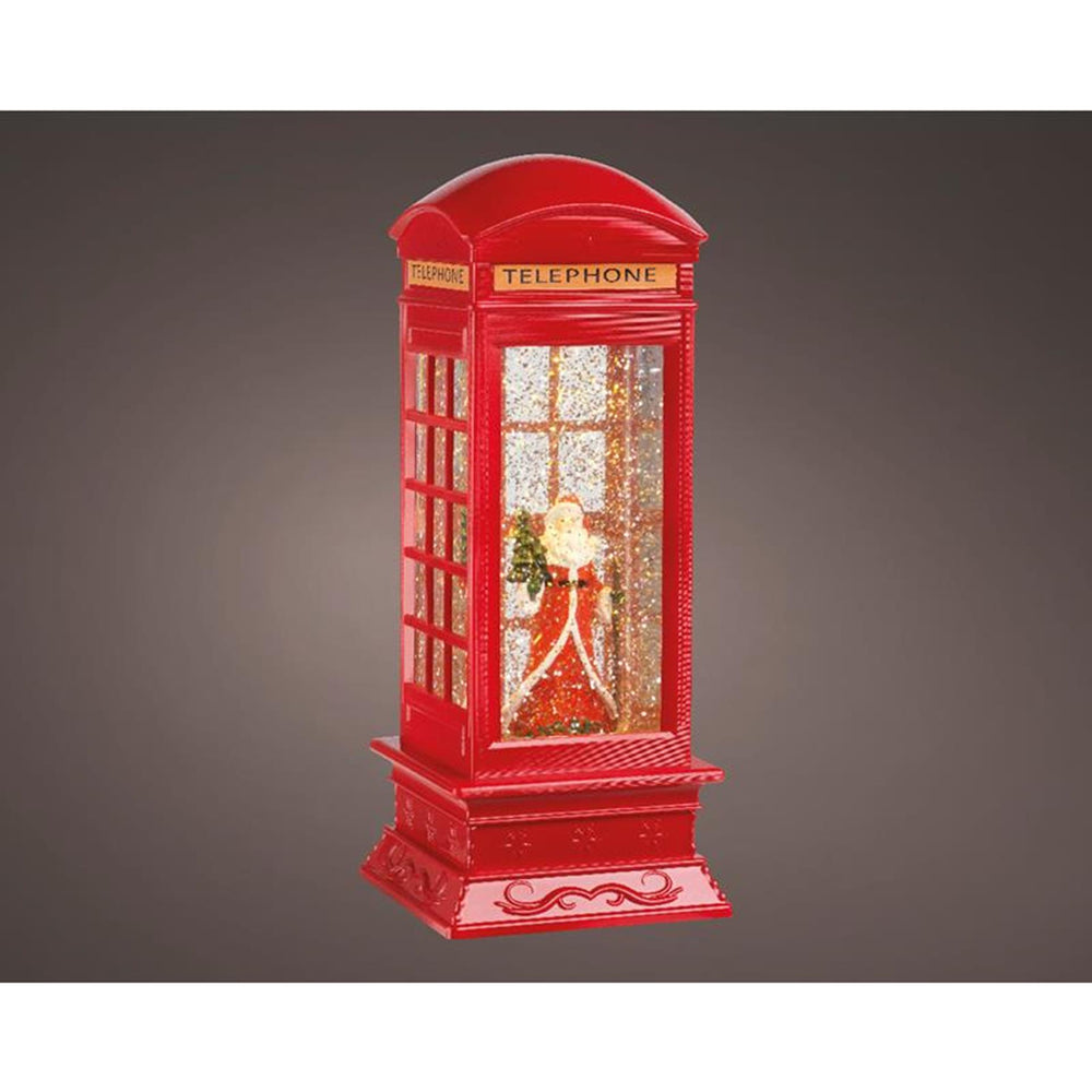 Lumineo led waterspinner telefooncel met kerstman op batterij 11x11x27cm<br>