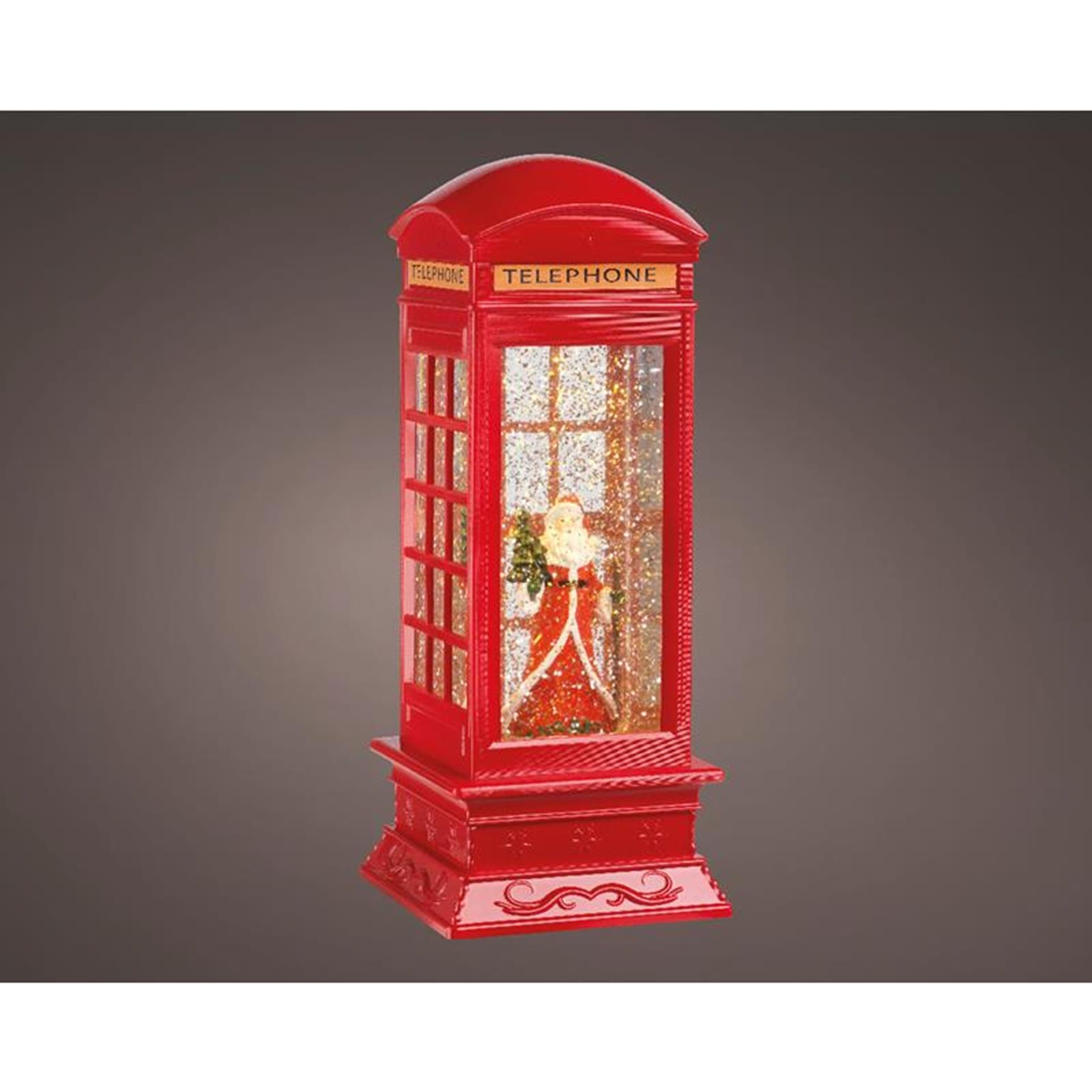 Lumineo led waterspinner telefooncel met kerstman op batterij 11x11x27cm<br>