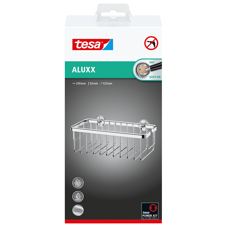 Tesa ® aluxx douche- badrek, hoogglans verchroomd aluminium, zelfklevend