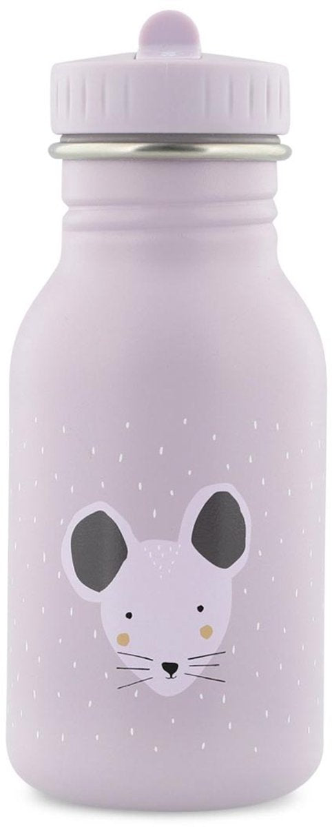 Trixie drinkfles - mrs. mouse - rvs waterfles voor kinderen - 350ml - lekvrije fles - violet