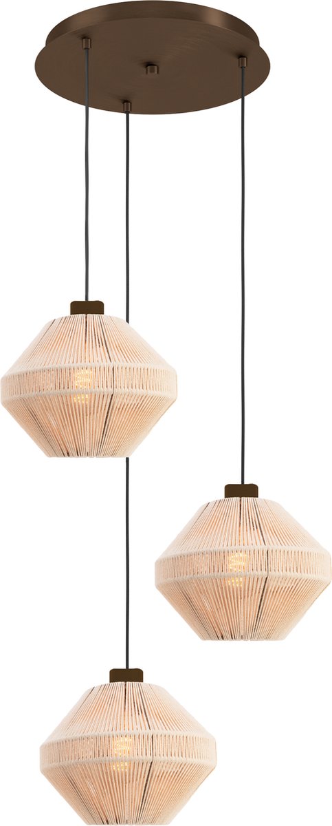 Eglo orimini hanglamp - e27 - ø 40 cm - crème brons - textiel