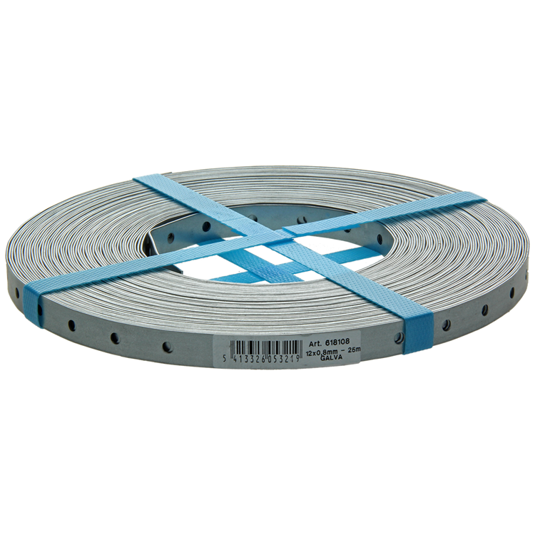 1014217 - geperforeerd bandijzer, verzinkt 12mmx0.8mmx25m | 5 stuks